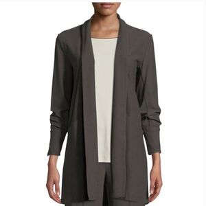 Eileen Fisher Grey Rye Kimono Knit Draped Open Jacket Blazer Size PP NEW